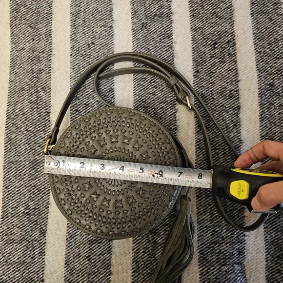 Anthropologie Crossbody Green Tassel Woven Festival Boho Small Bag - Picture 2 of 5